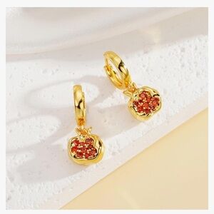 NEW Pomegranate 18k gold plated Garnet HOOP earrings